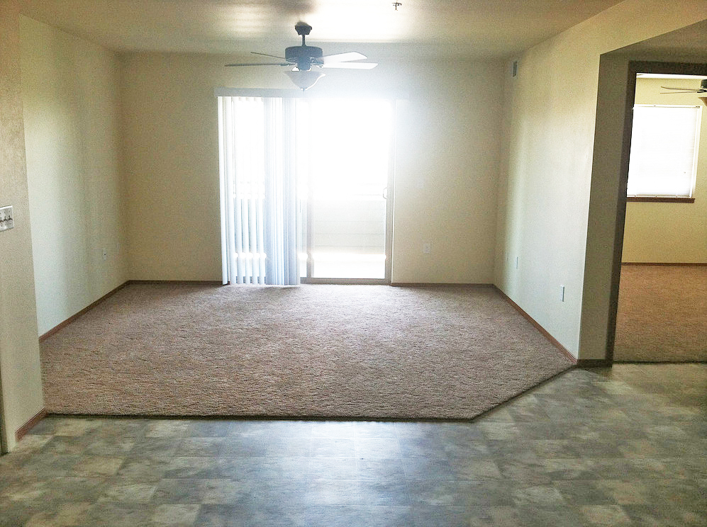 Living/Dining Room with sliding door.